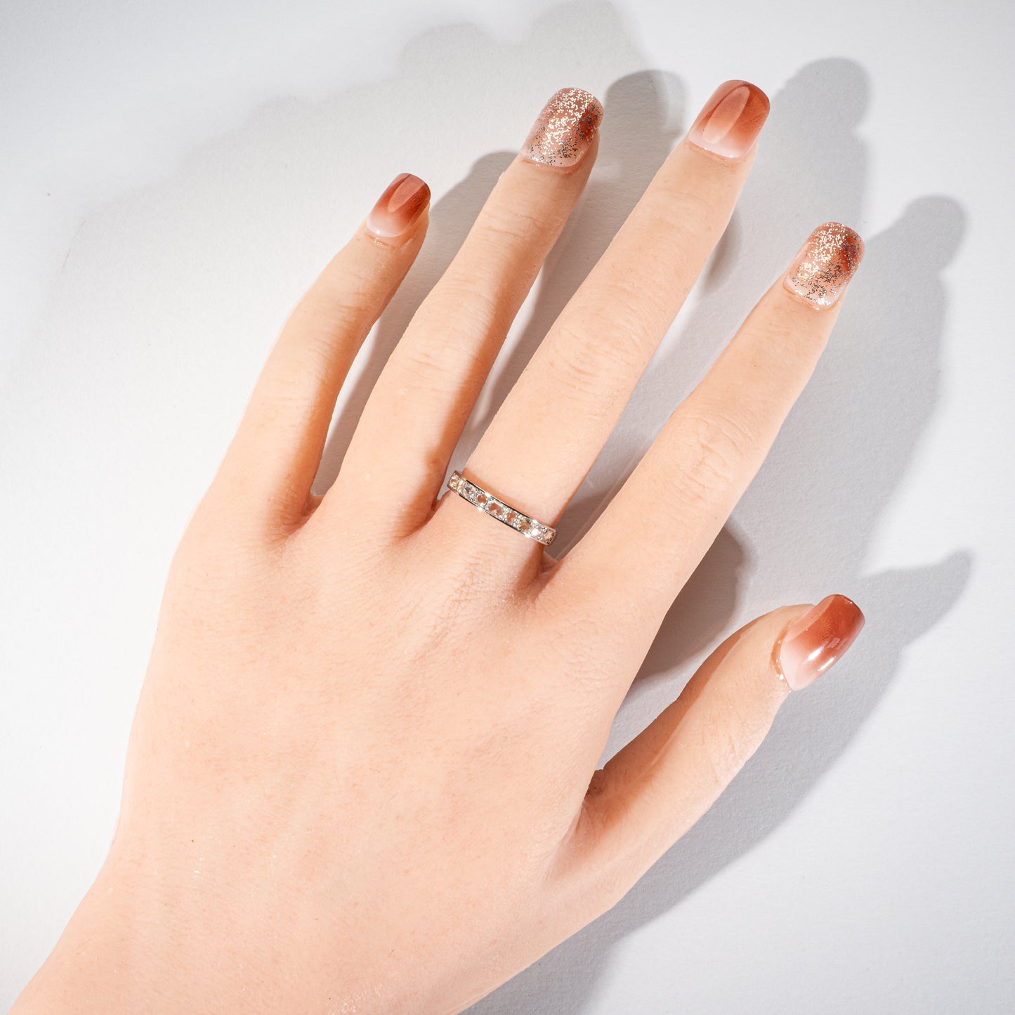 ローズカットダイヤモンド0.25ct Pt950 ハーフエタニティリング