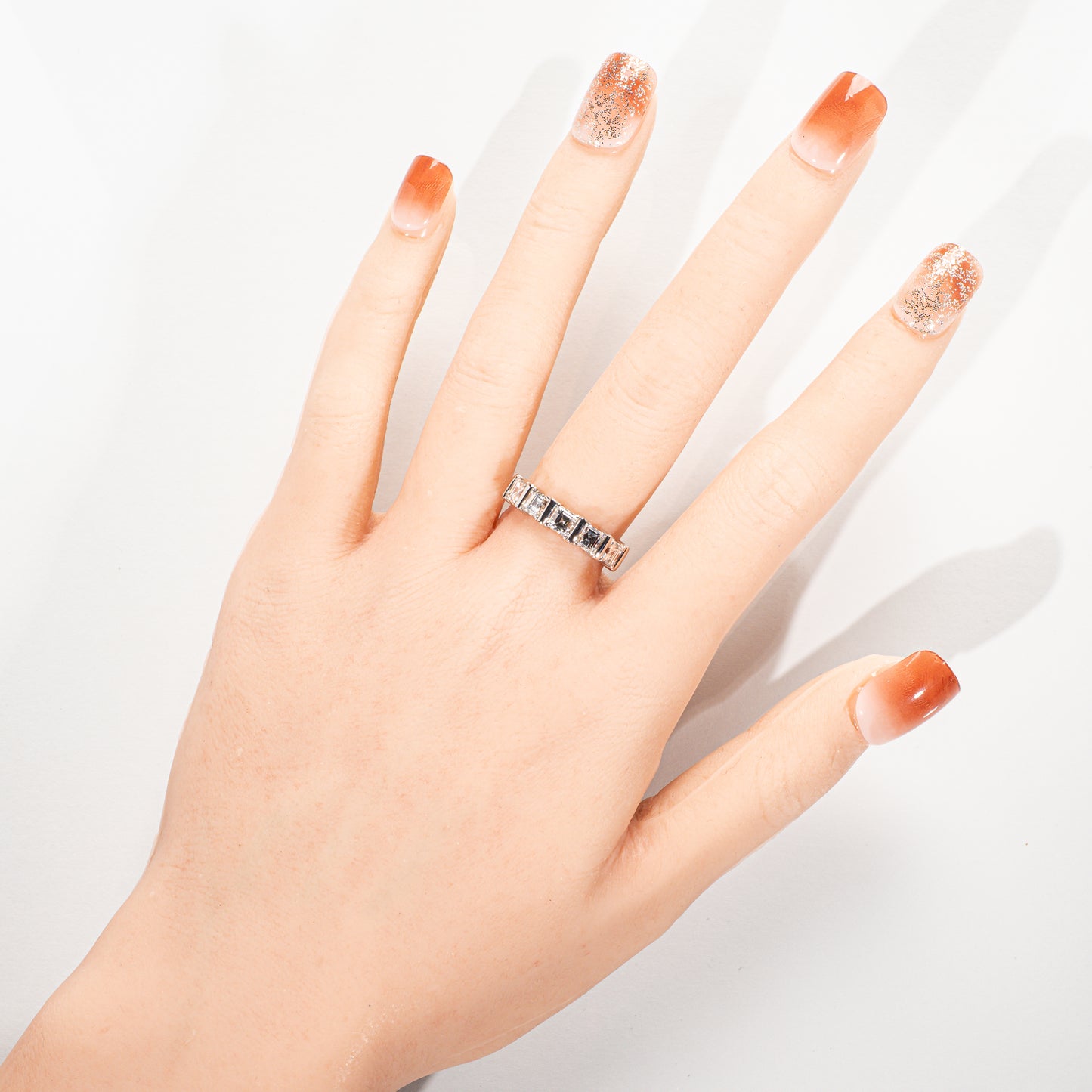 カレイカットダイヤモンド1.52ct Pt900 ハーフエタニティリング