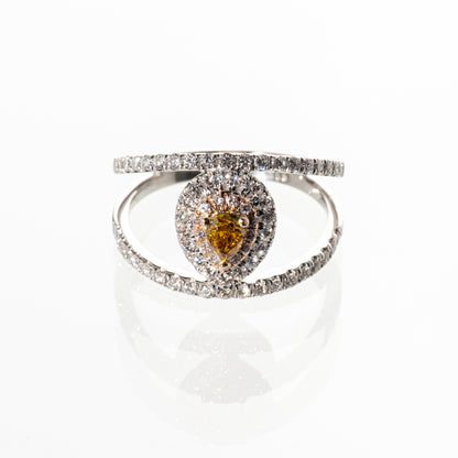 ファンシーイエローダイヤモンド0.264ct ピンクダイヤモンド0.07ct メレダイヤモンド0.53ct K18 リング