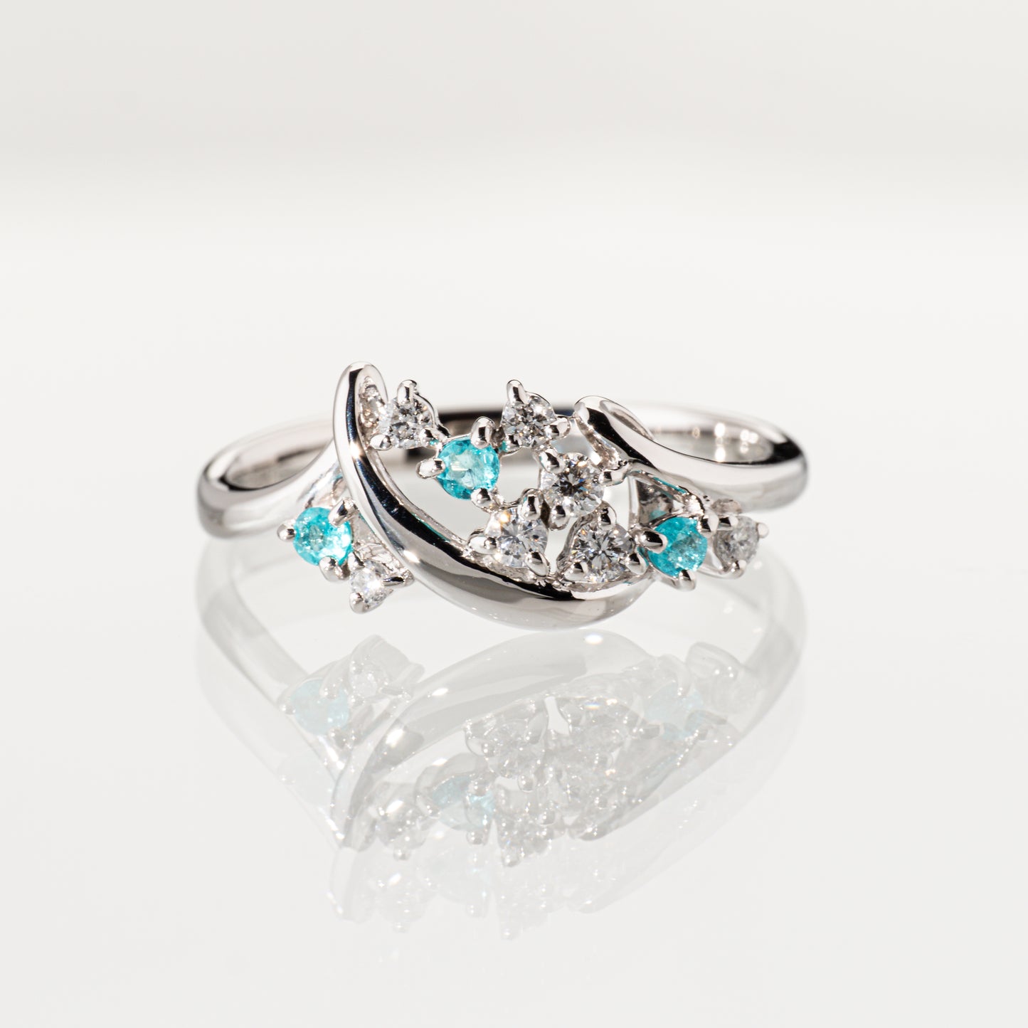 ブラジル産 パライバトルマリン0.08ct ダイヤモンド0.15ct Pt900 リング
