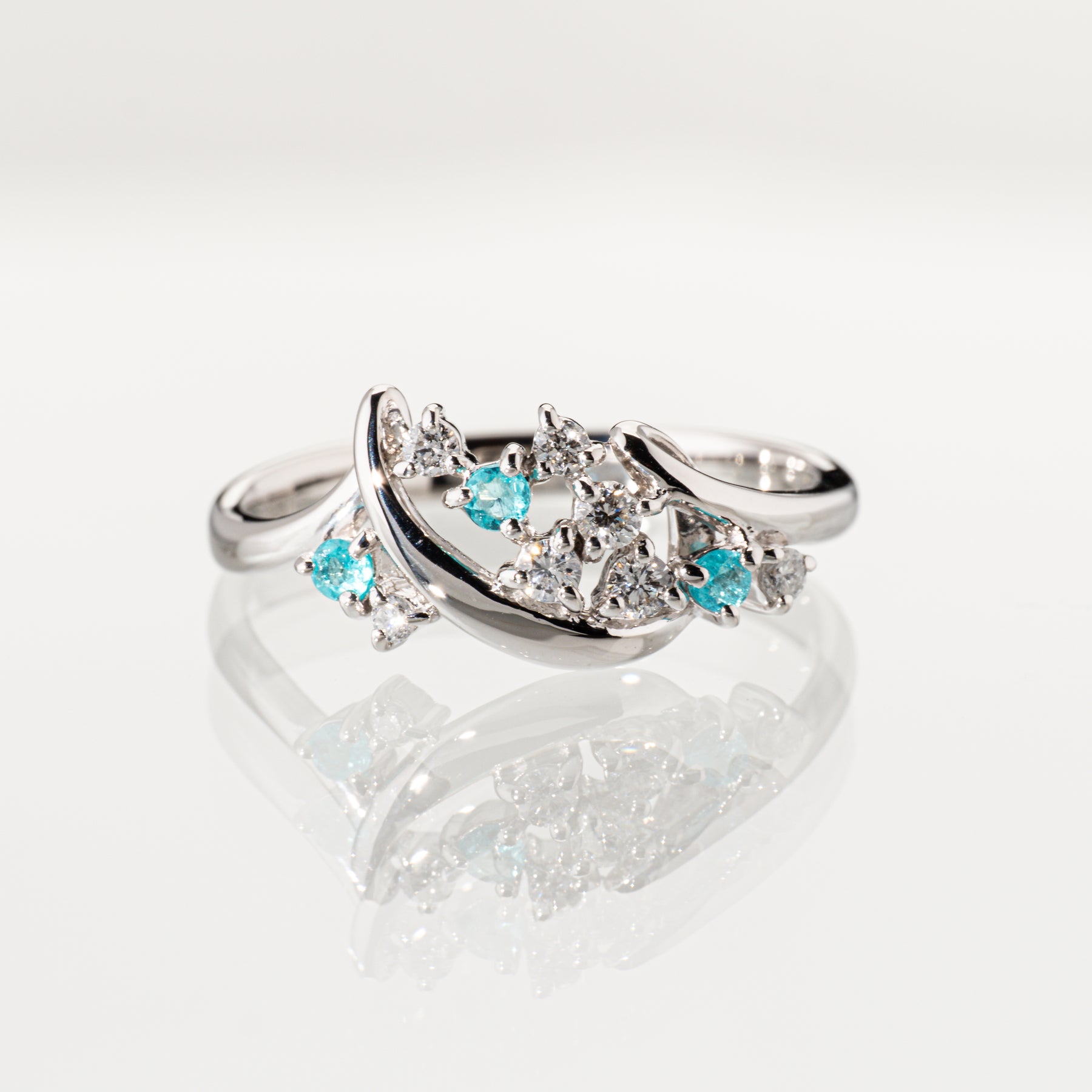 ブラジル産 パライバトルマリン0.08ct ダイヤモンド0.15ct Pt900 リング