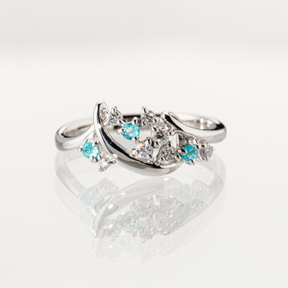 ブラジル産 パライバトルマリン0.08ct ダイヤモンド0.15ct Pt900 リング