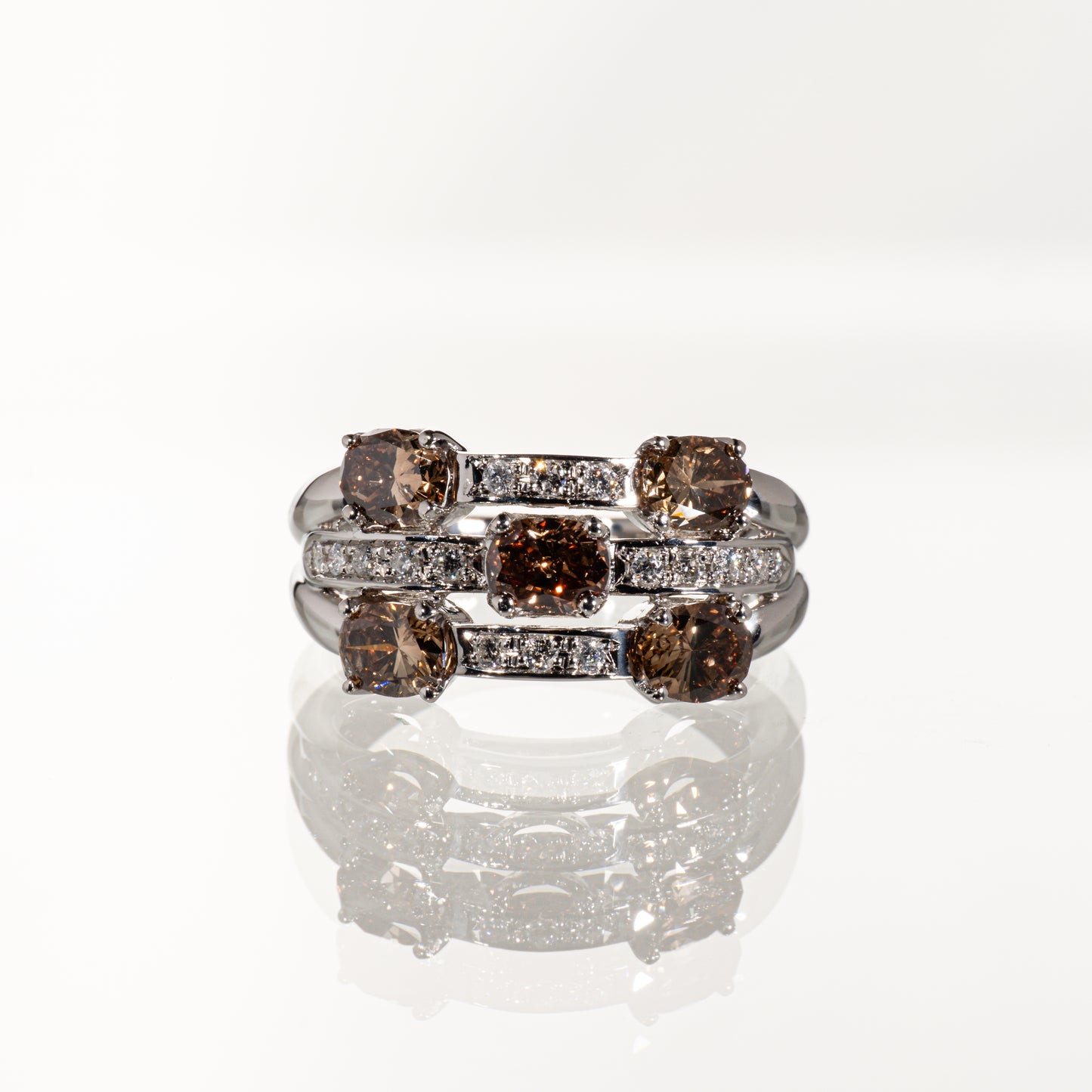 ブラウンダイヤ1.84ct ダイヤモンド0.15ct Pt900 リング