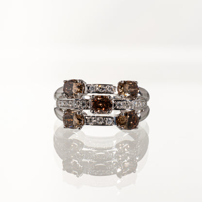 ブラウンダイヤ1.84ct ダイヤモンド0.15ct Pt900 リング