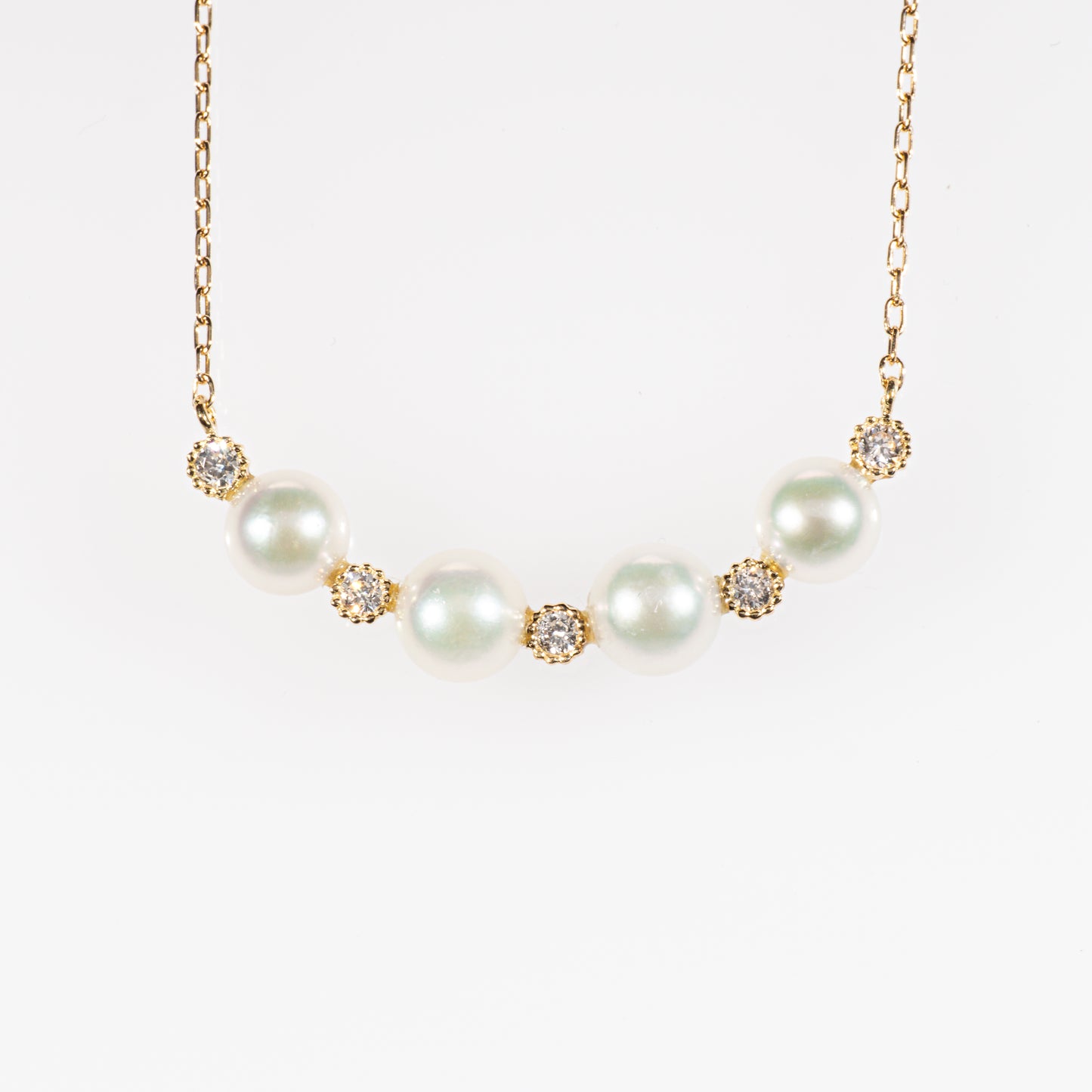 アコヤパール5.5~5.8mm ダイヤモンド0.15ct K18YG ネックレス