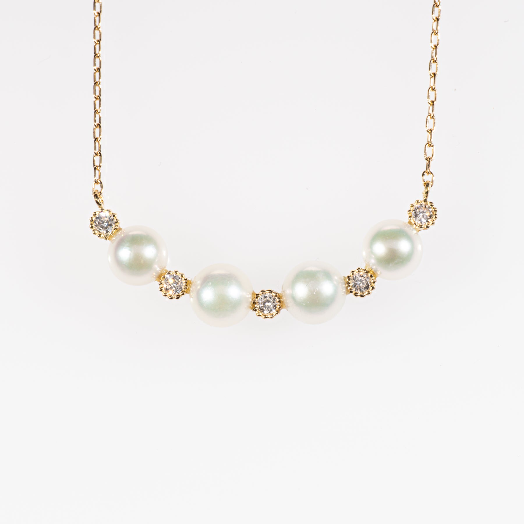 アコヤパール5.5~5.8mm ダイヤモンド0.15ct K18YG ネックレス