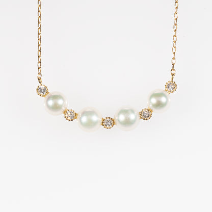 アコヤパール5.5~5.8mm ダイヤモンド0.15ct K18YG ネックレス