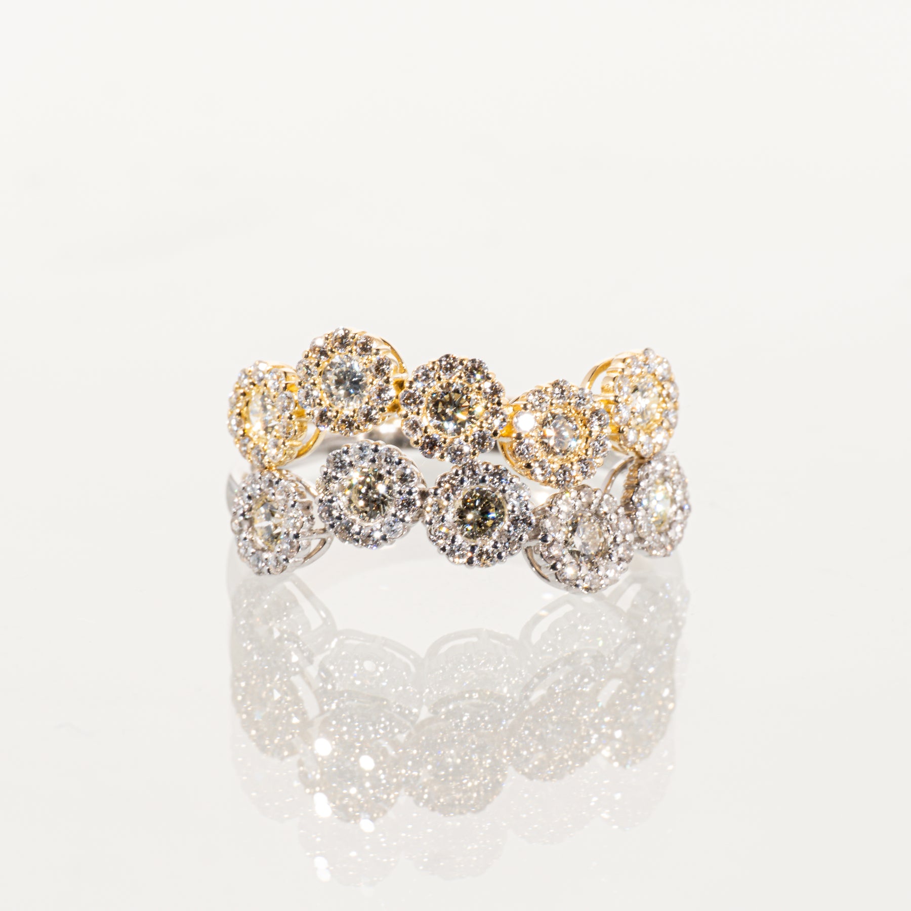 ダイヤモンド0.50ct メレダイヤモンド0.50ct K18/PT900 マルチヘイローリング