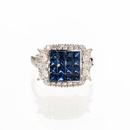 GSTV サファイア1.50ct ダイヤモンド0.75ct K18WG ミステリーリング