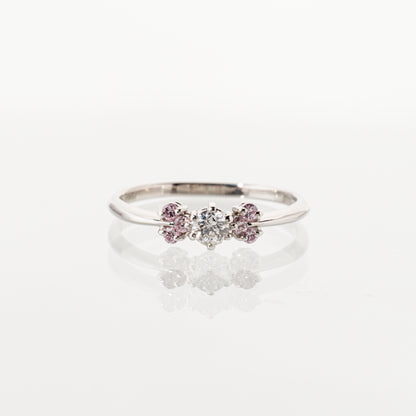 スターカットダイヤモンド0.173ct ナチュラルピンクダイヤモンド0.09ct Pt950陽刻 リング
