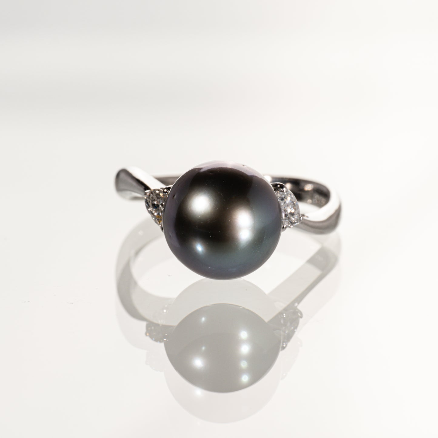 南洋ブラックパール9.9mm ダイヤモンド0.15ct Pt900 リング