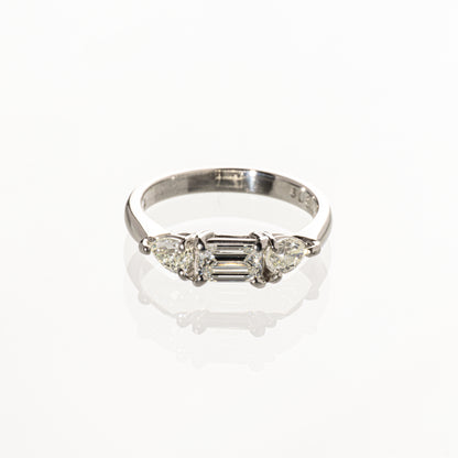 エメラルドカットダイヤモンド0.509ct ペアシェイプダイヤモンド0.54ct Pt900 リング