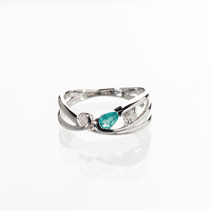 パライバトルマリン0.10ct ダイヤモンド0.15ct K18WG リング