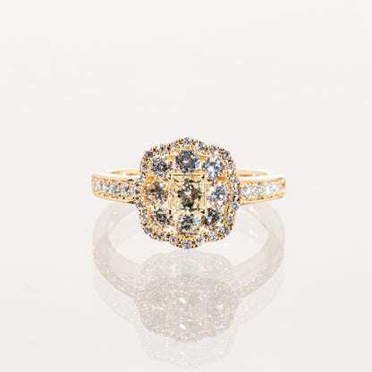 イエローダイヤモンド0.300ct メレダイヤモンド0.83ct K18YG リング