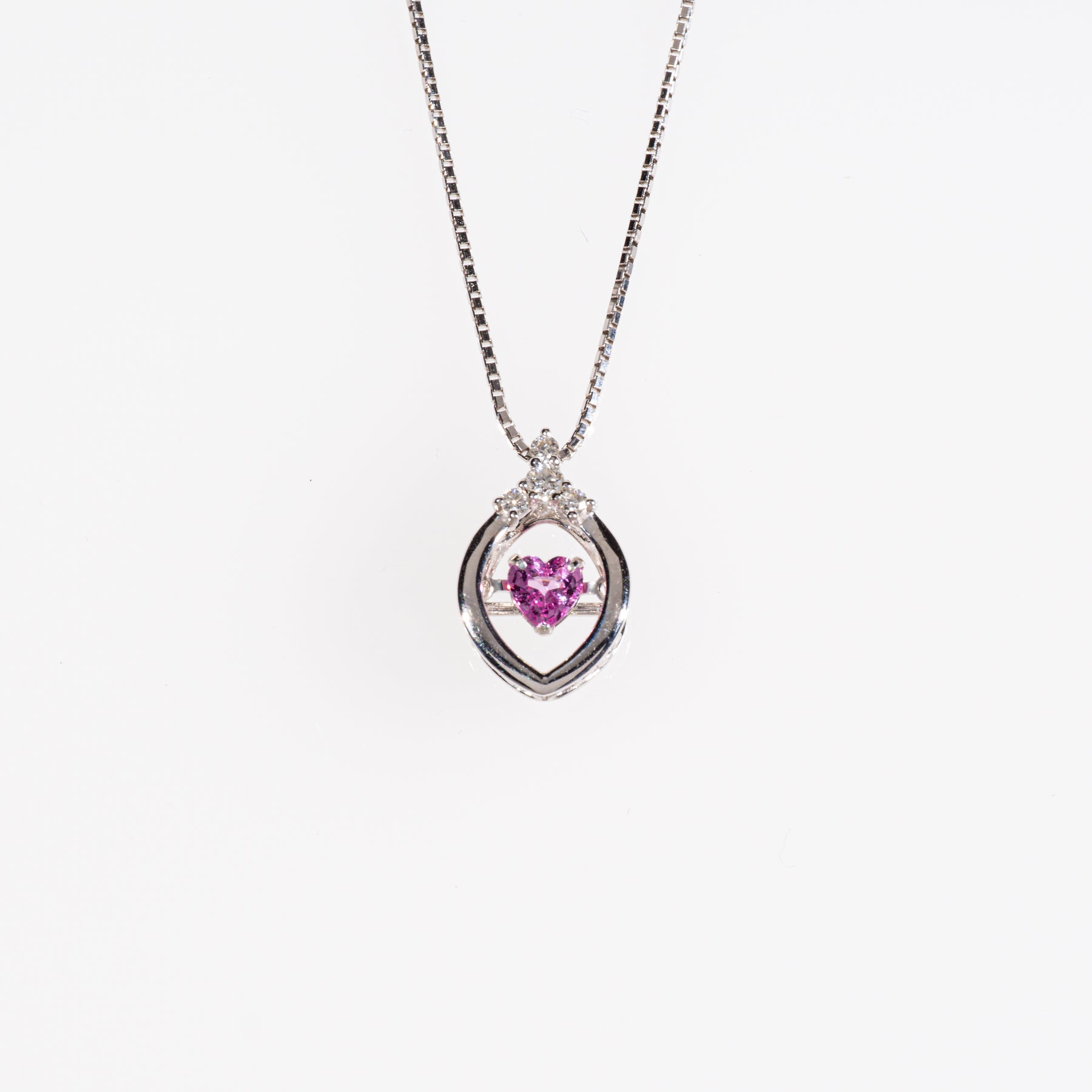 ピンクサファイア0.30ct ダイヤモンド0.07ct K18 ダンシングストーンネックレス