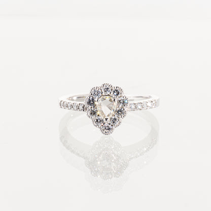 ローズカットダイヤモンド0.24ct メレダイヤモンド0.40ct Pt950 ヘイローリング