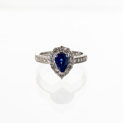 マダガスカル産ロイヤルブルーサファイア1.19ct  ダイヤモンド0.88ct PT900 リング