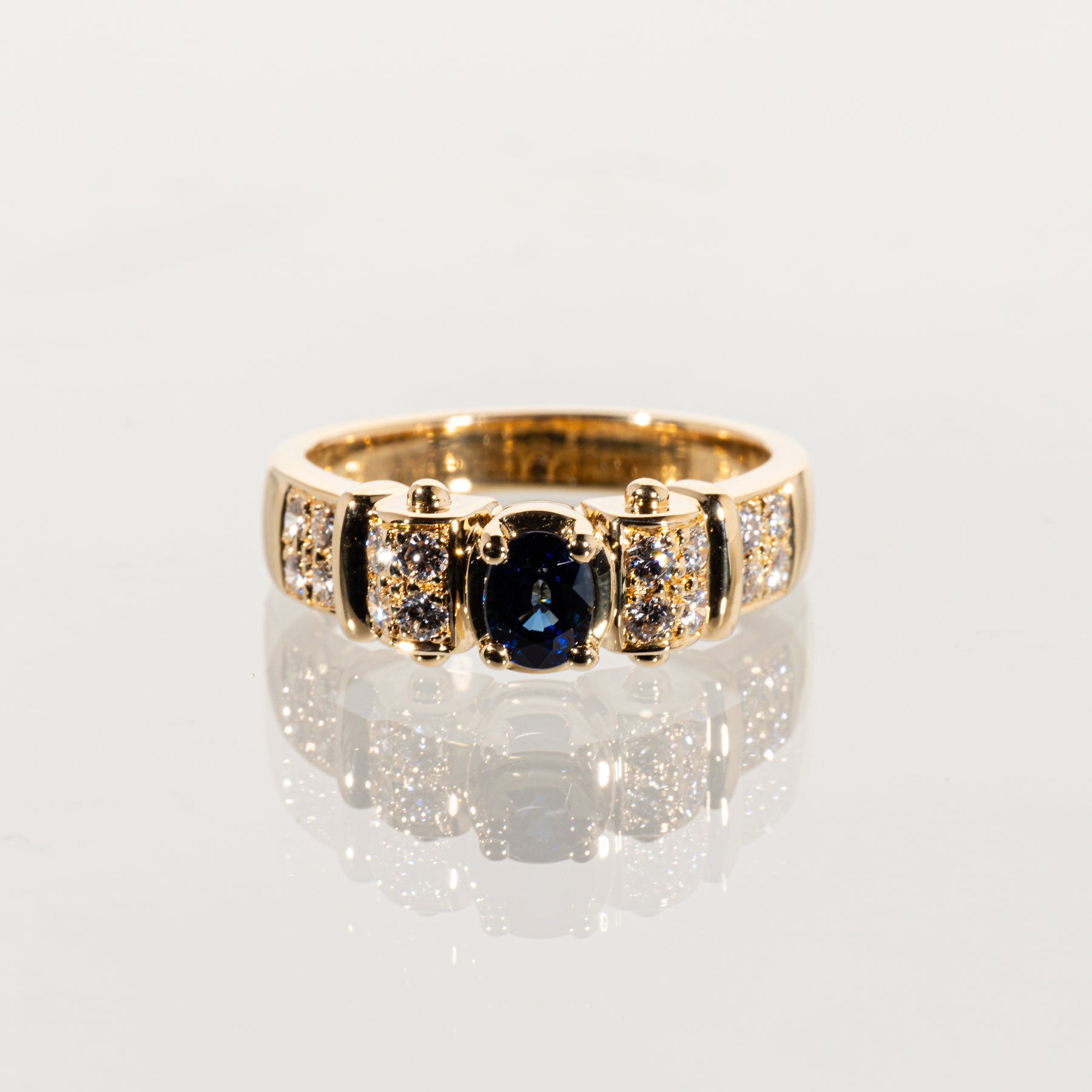 POLA サファイア0.45ct ダイヤモンド0.37ct K18 リング