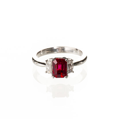 ビルマ産ピジョンブラッドルビー2.02ct ダイヤモンド0.29ct Pt900 リング