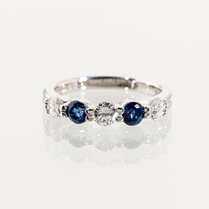 BLUERIVER サファイア0.63ct ダイヤモンド0.60ct Pt900 5ストーンリング
