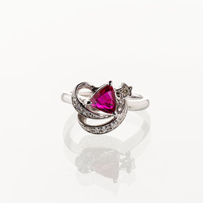 非加熱ルビー0.98ct ダイヤモンド0.09ct Pt900 リング