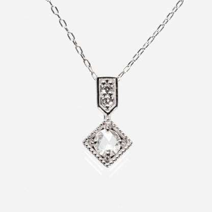 ローズカットダイヤモンド0.10ct メレダイヤモンド0.01ct Pt950/Pt850 ネックレス