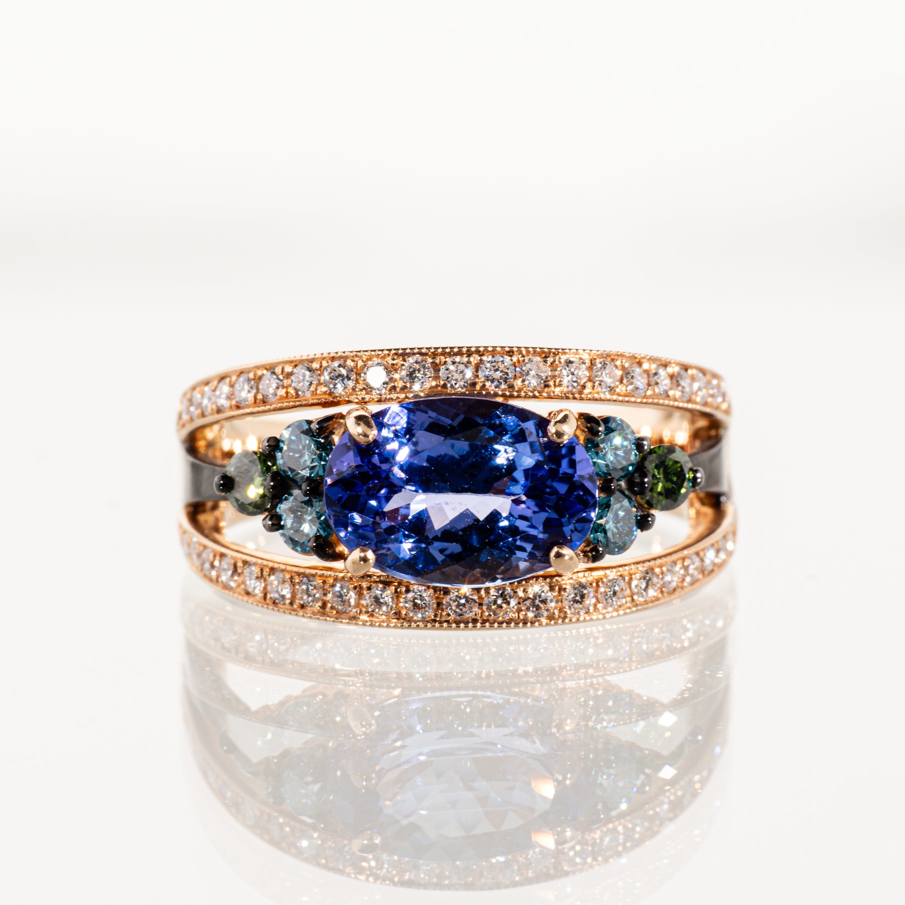 タンザナイト2.64ct ダイヤモンド0.82ct K18ピンクゴールド リング