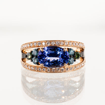 タンザナイト2.64ct ダイヤモンド0.82ct K18ピンクゴールド リング