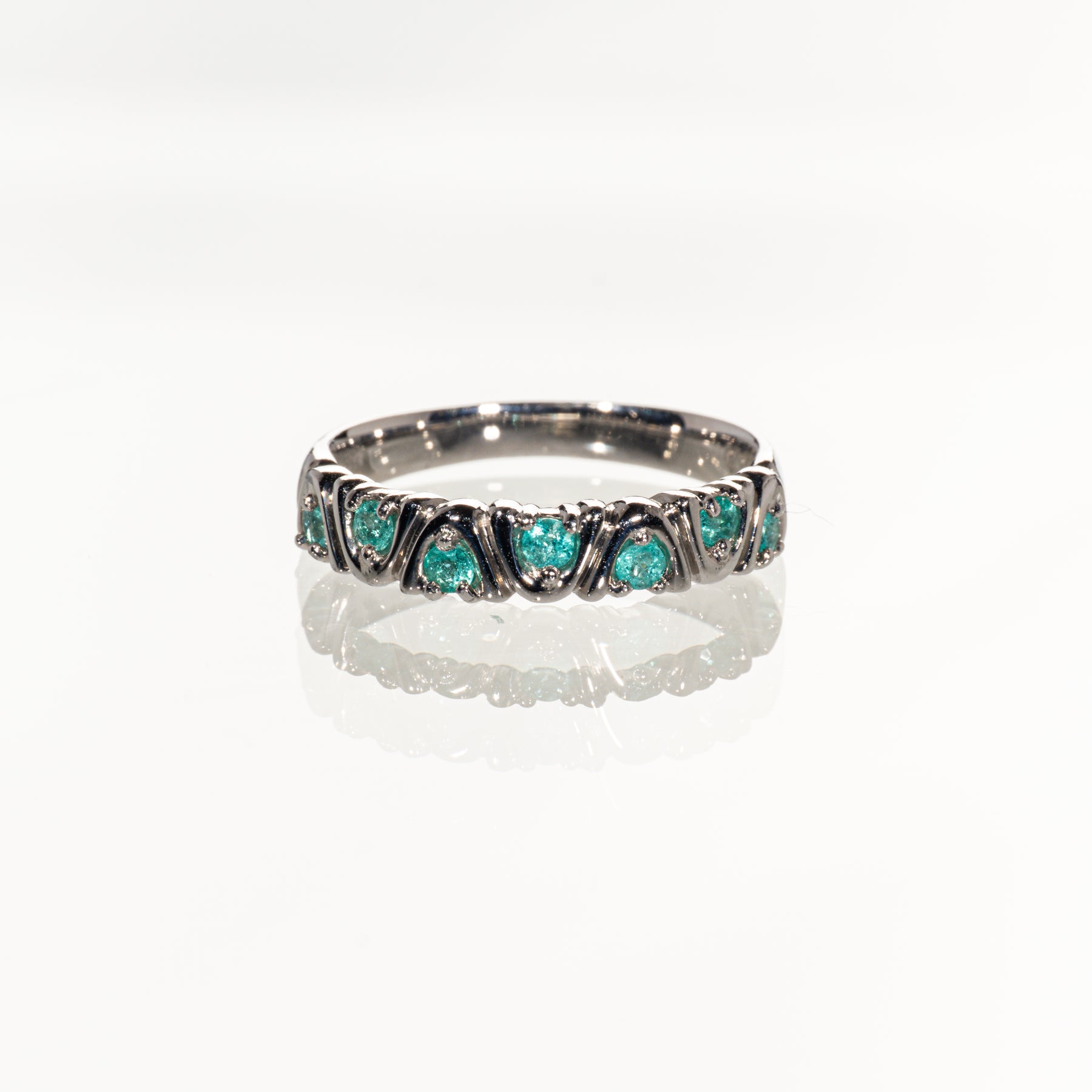 パライバトルマリン0.26ct Pt900 ハーフエタニティリング
