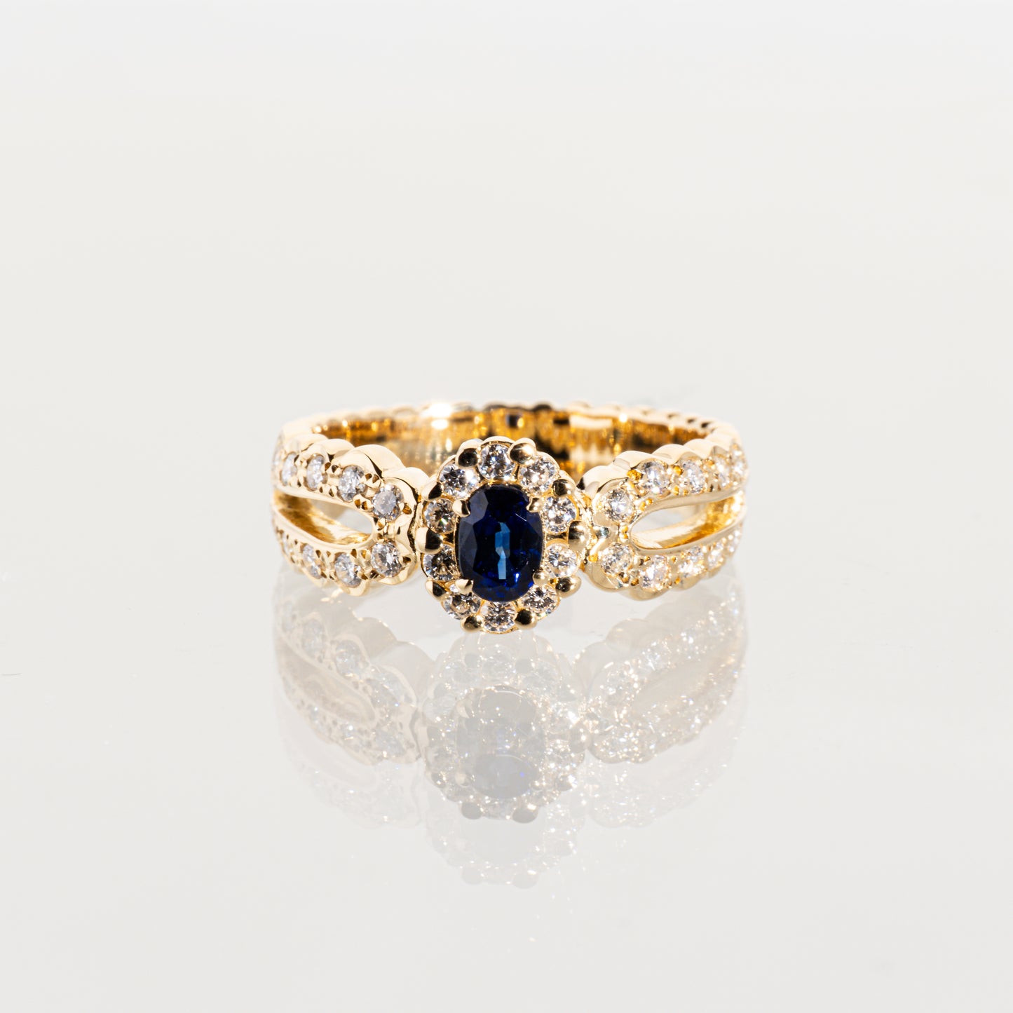 和光 サファイア0.39ct ダイヤモンド0.37ct K18 リング