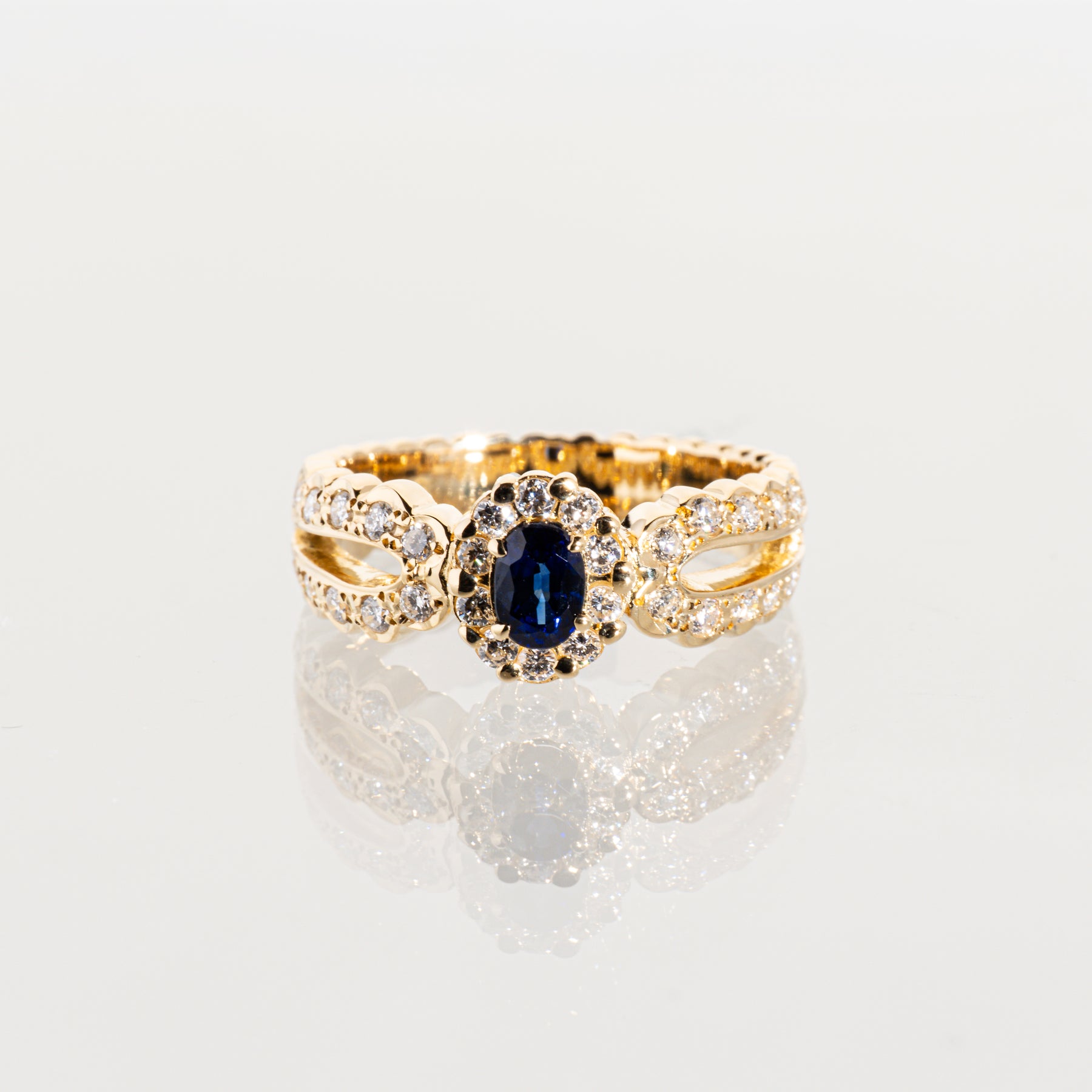 和光 サファイア0.39ct ダイヤモンド0.37ct K18 リング