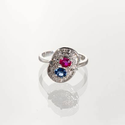 ルビー0.63ct サファイア0.61ct ダイヤモンド0.81ct Pt900 リング