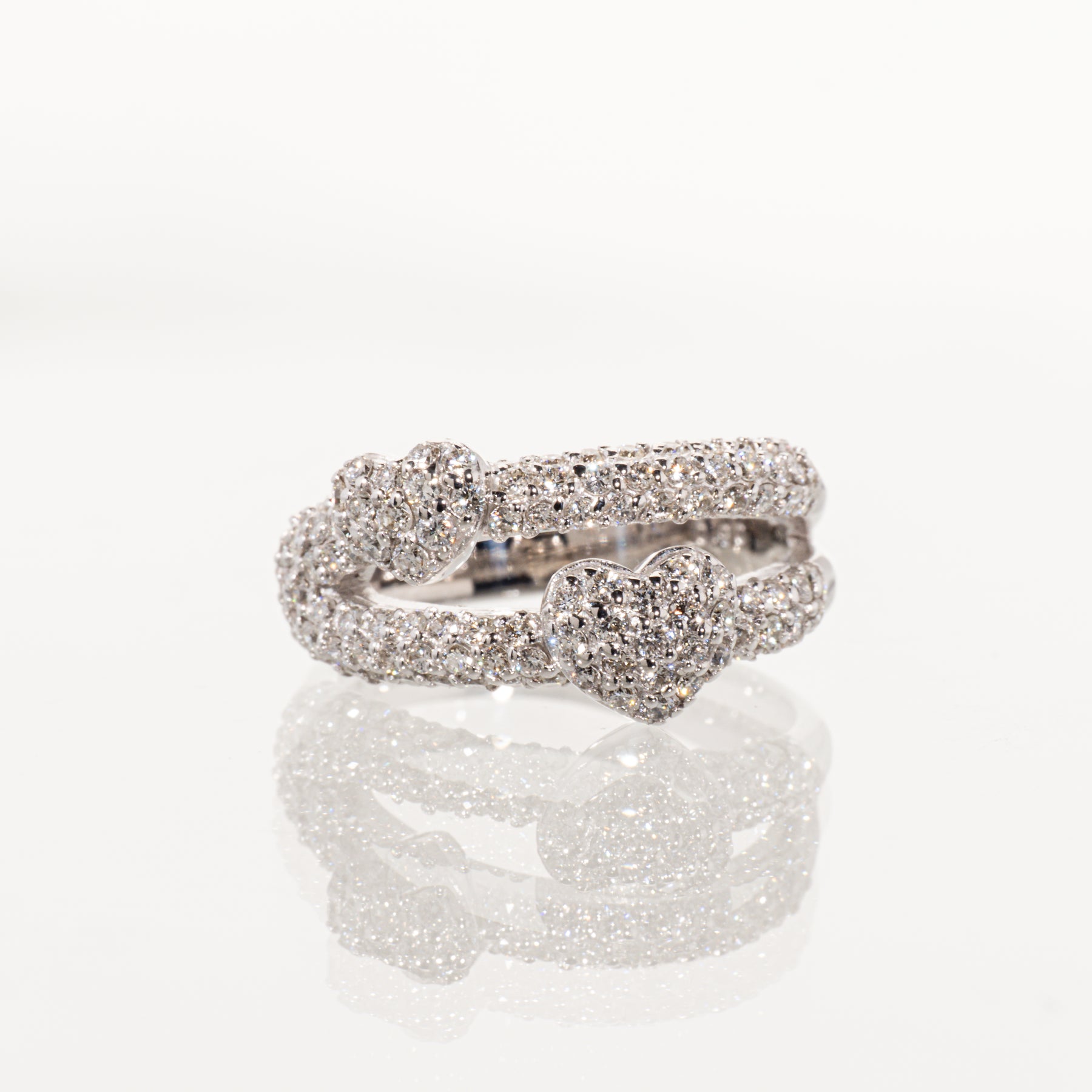 Ponte Vecchio ダイヤモンド0.90ct K18WG パヴェハートリング