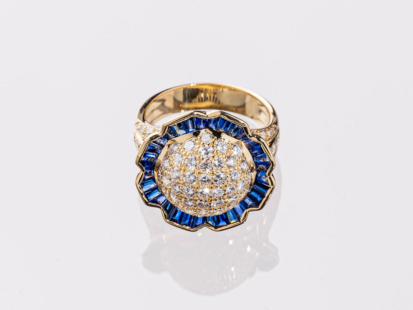 ダイヤモンド1.57ct サファイア1.53ct K18 リング