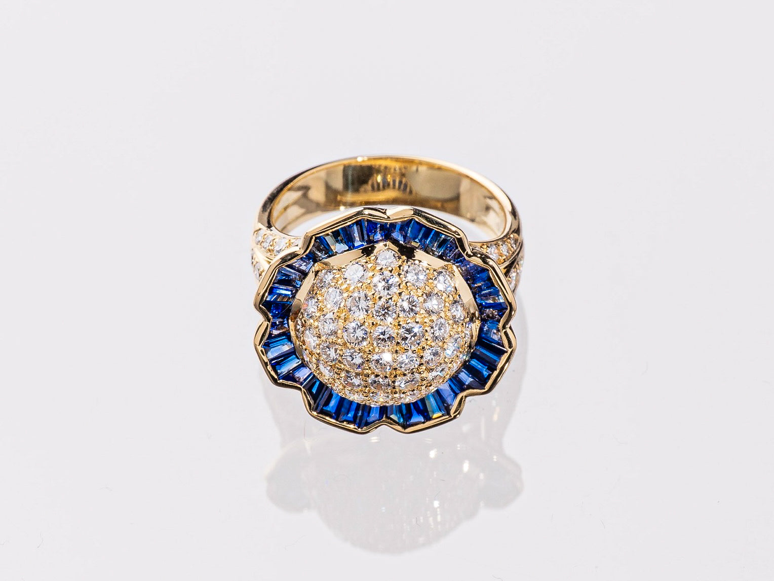 ダイヤモンド1.57ct サファイア1.53ct K18 リング