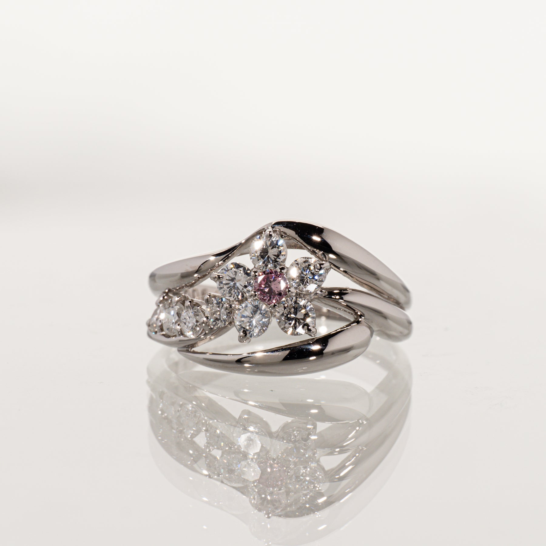 FAINCY INTENSE PURPLISH PINK ダイヤモンド0.060ct メレダイヤモンド0.64ct Pt900 リング