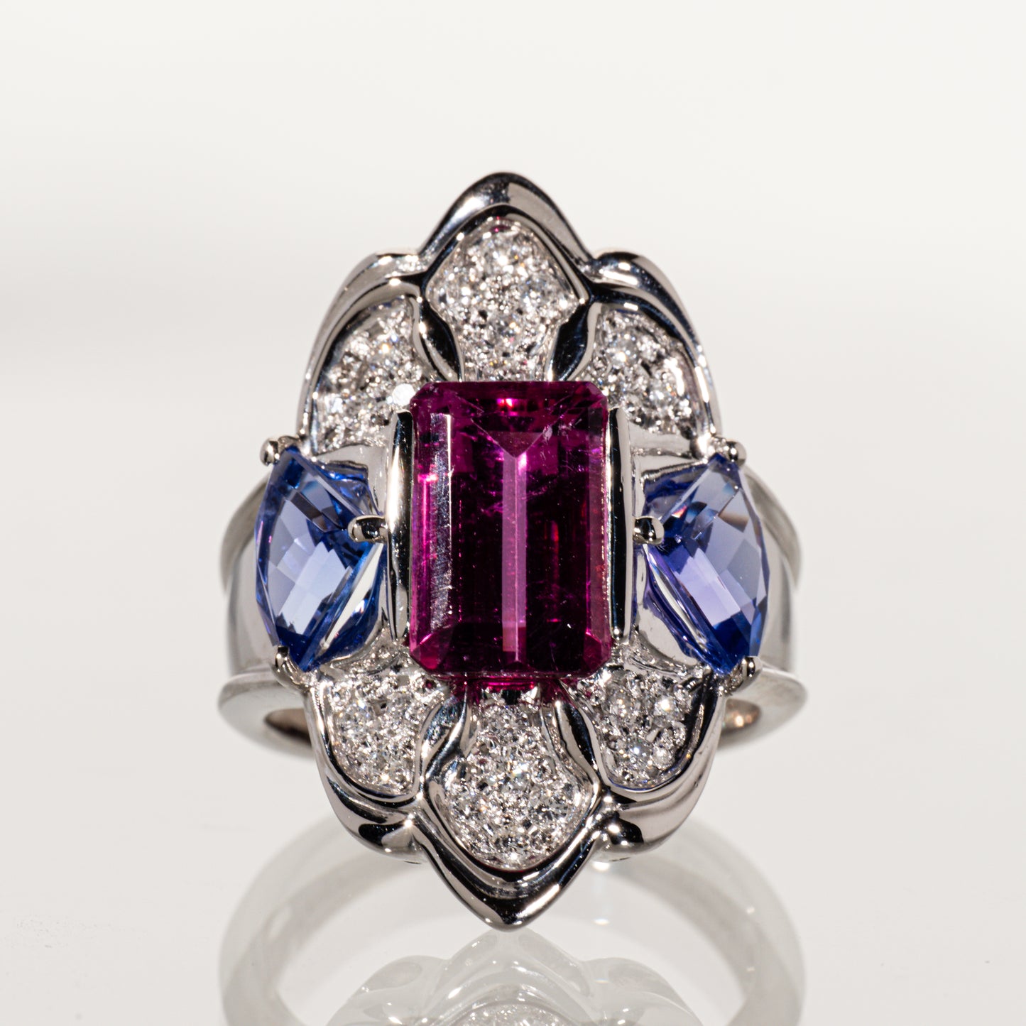 ピンクトルマリン2.89ct タンザナイト1.67ct ダイヤモンド0.22ct Pt900 リング