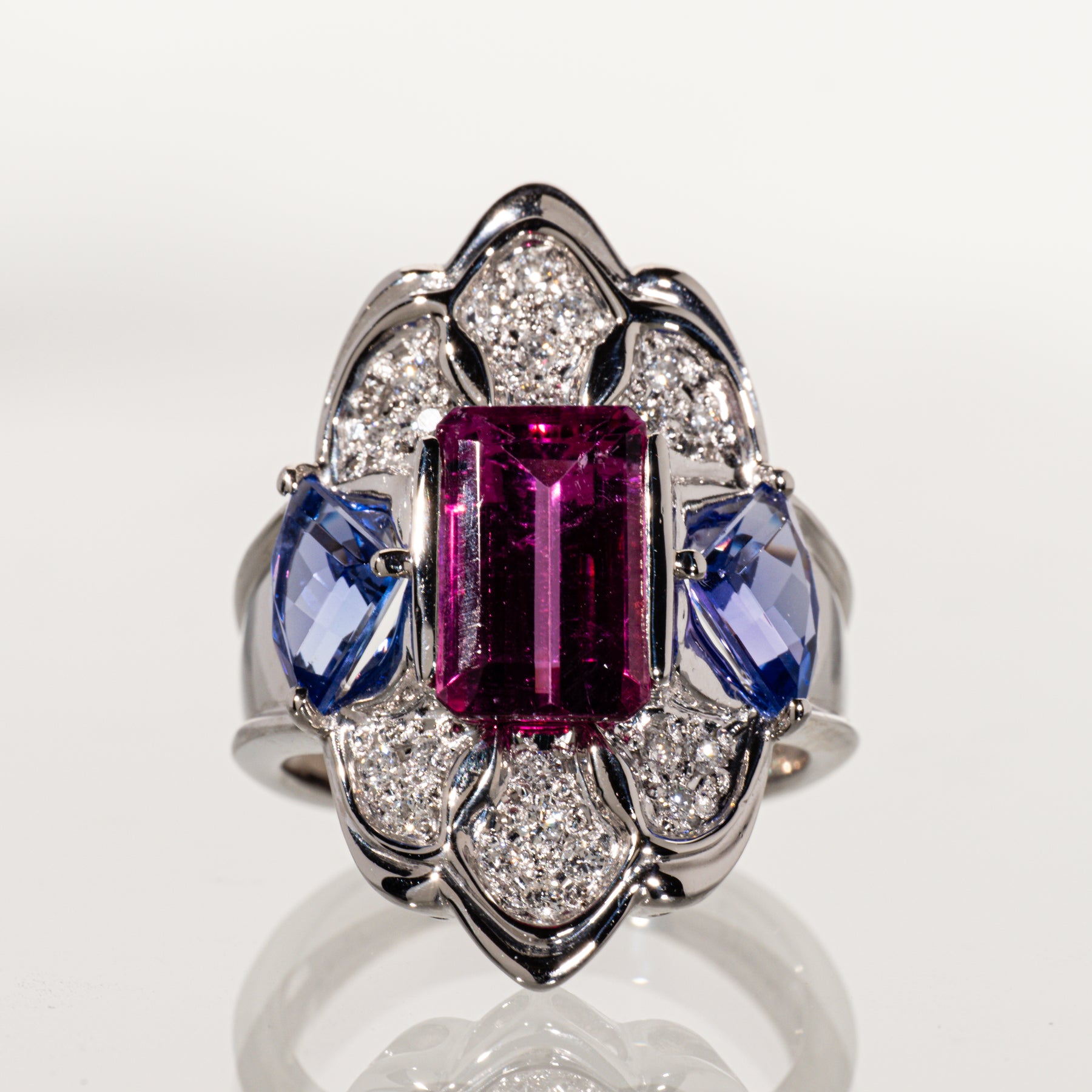 ピンクトルマリン2.89ct タンザナイト1.67ct ダイヤモンド0.22ct Pt900 リング