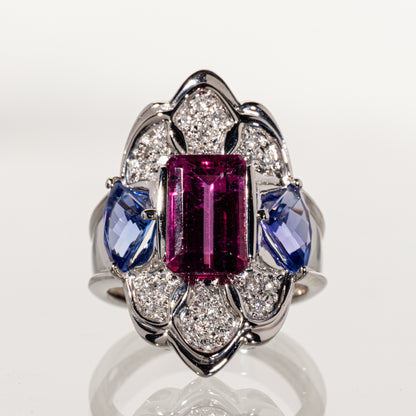 ピンクトルマリン2.89ct タンザナイト1.67ct ダイヤモンド0.22ct Pt900 リング