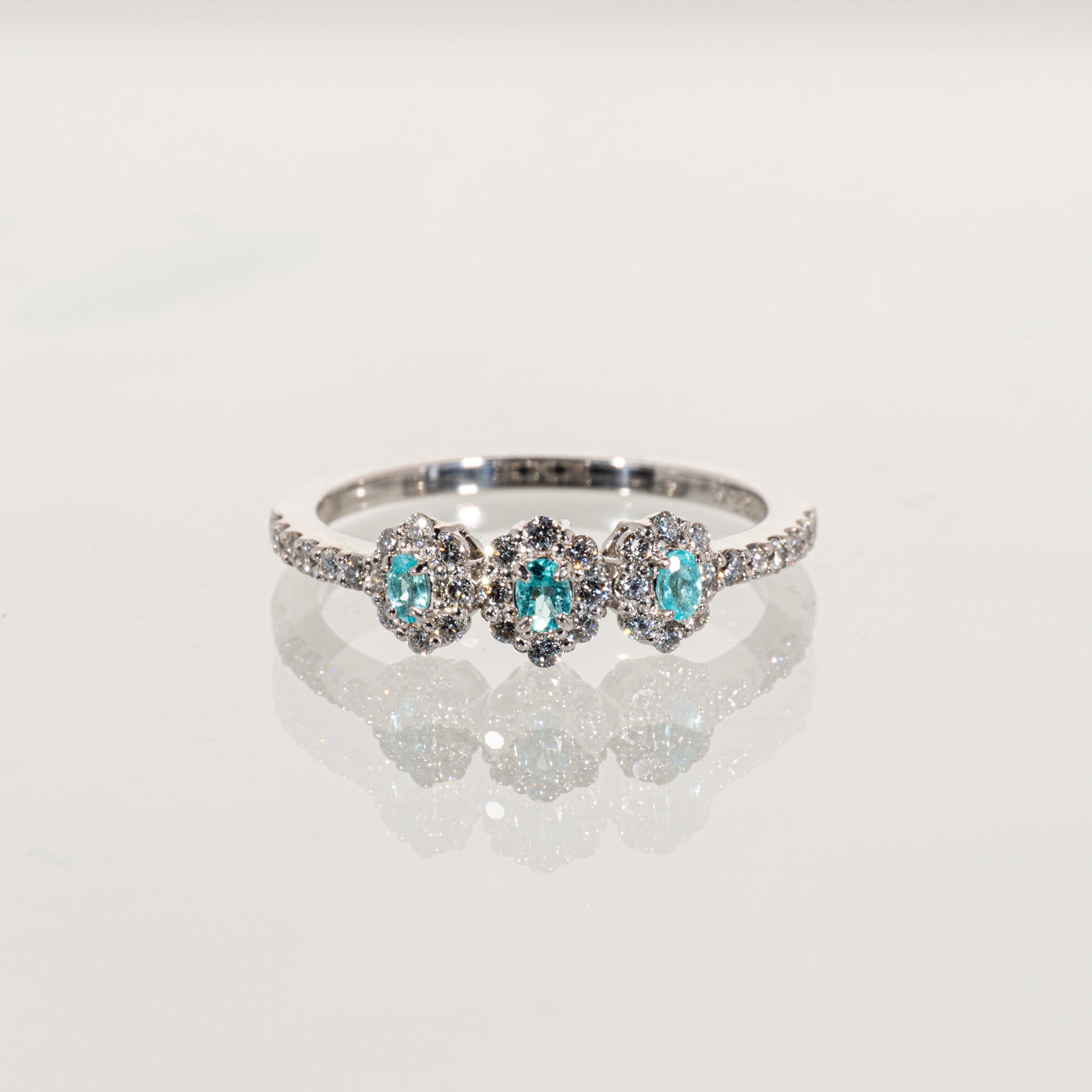 パライバトルマリン0.12ct ダイヤモンド0.33ct Pt900 リング