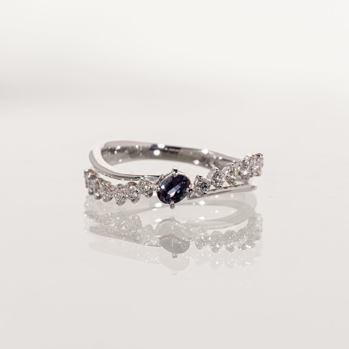 ジェムケリー ブラジル産アレキサンドライト0.212ct ダイヤモンド0.25ct K18WG リング