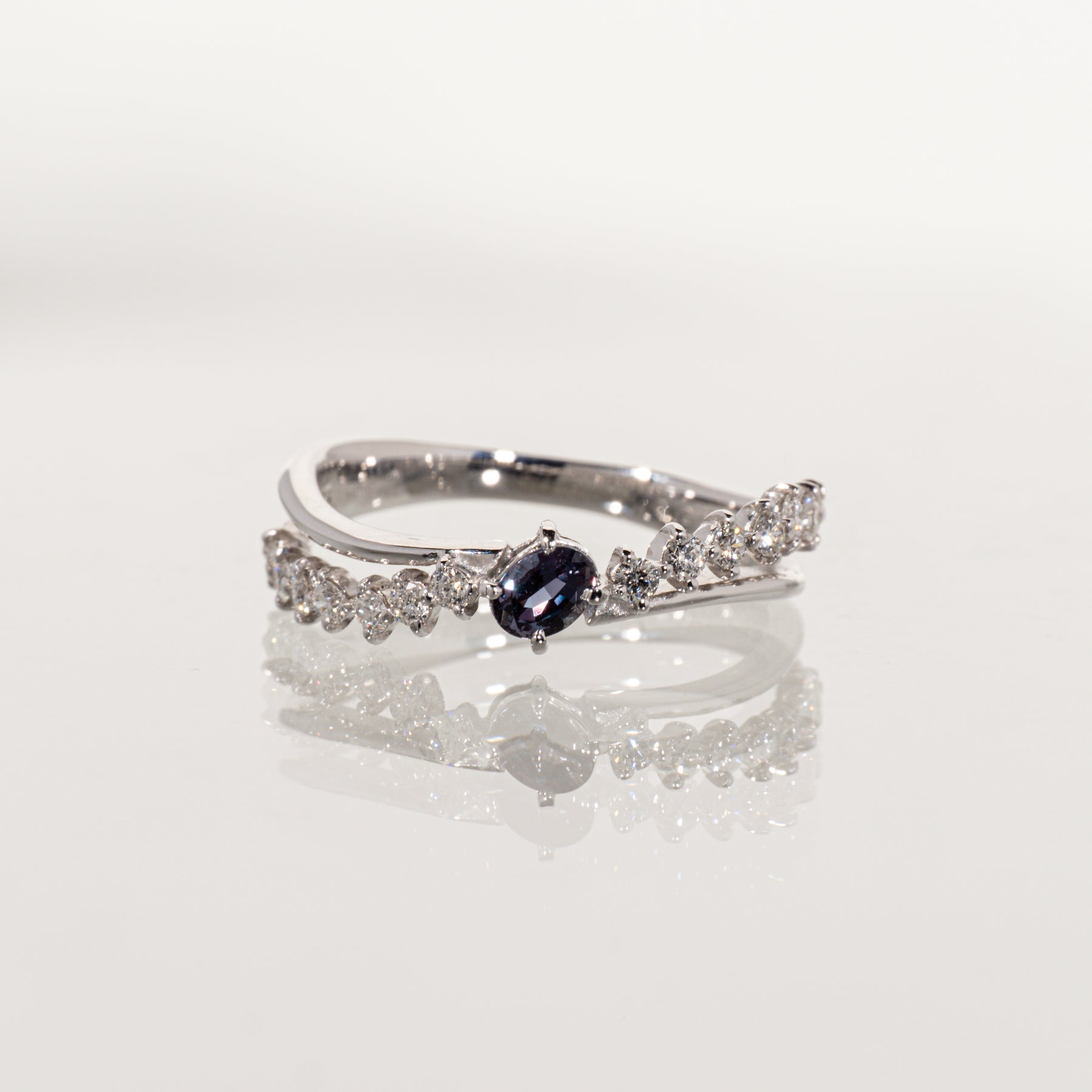 ジェムケリー ブラジル産アレキサンドライト0.212ct ダイヤモンド0.25ct K18WG リング