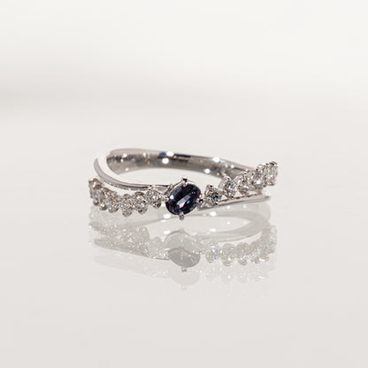 ジェムケリー ブラジル産アレキサンドライト0.212ct ダイヤモンド0.25ct K18WG リング