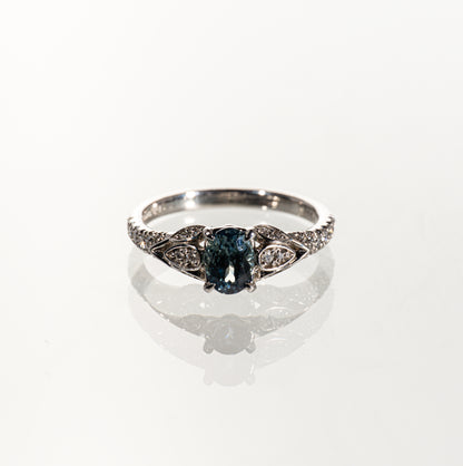 モンタナ産サファイア0.89ct ダイヤモンド0.20ct Pt900 リング