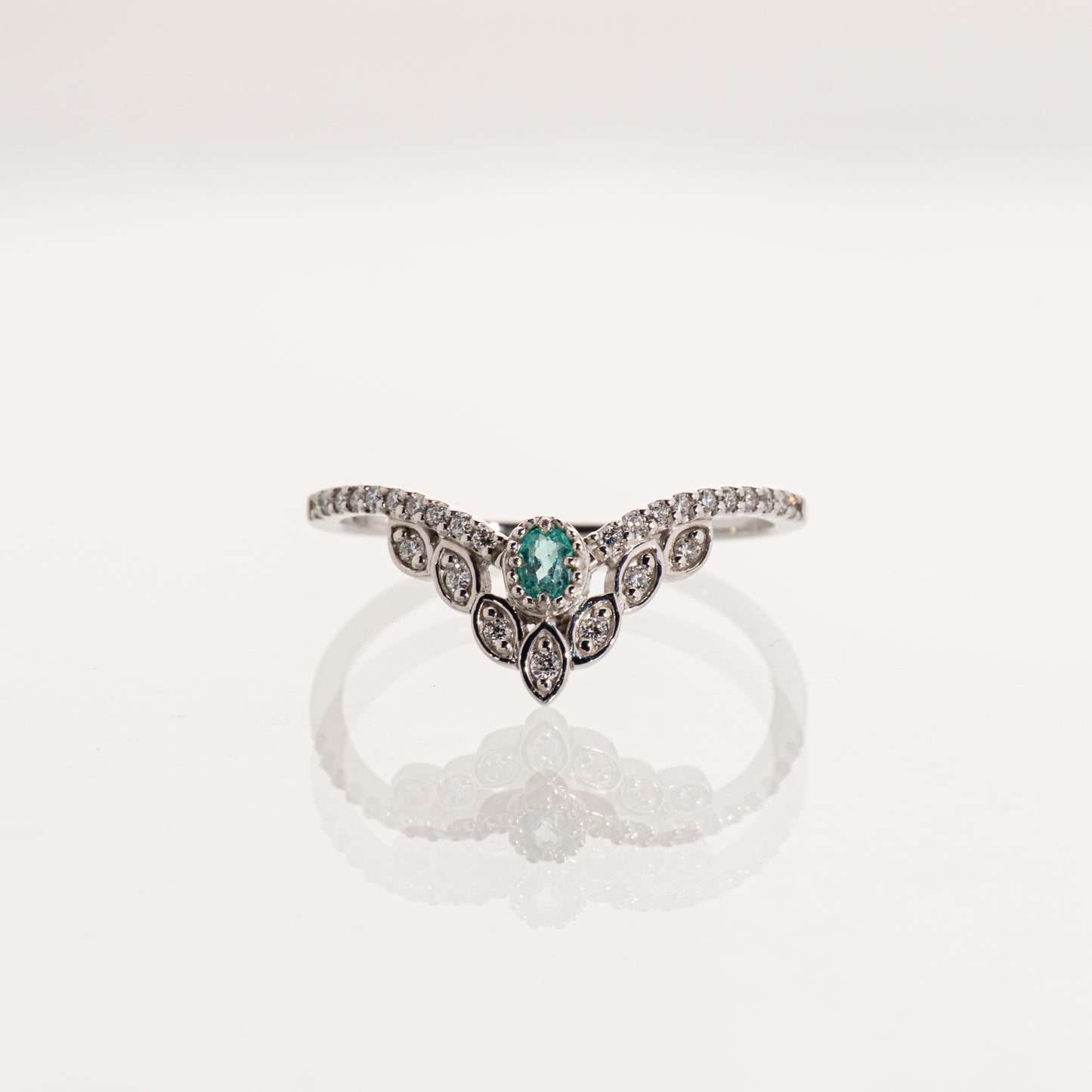 パライバトルマリン0.05ct ダイヤモンド0.10ct Pt900 ティアラリング