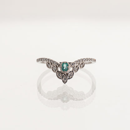 パライバトルマリン0.05ct ダイヤモンド0.10ct Pt900 ティアラリング