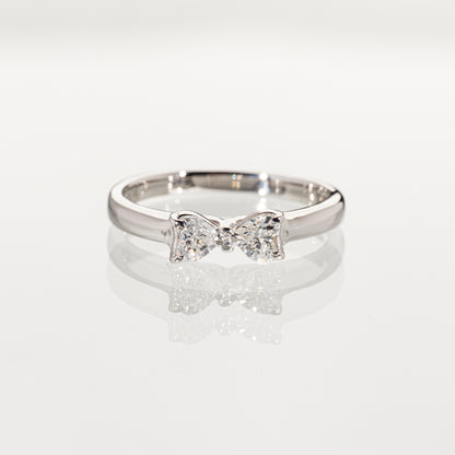 ハートシェイプダイヤモンド0.39ct Pt900 リボンリング