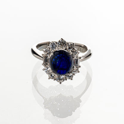 カボションサファイア2.711ct ダイヤモンド0.81ct Pt900 リング