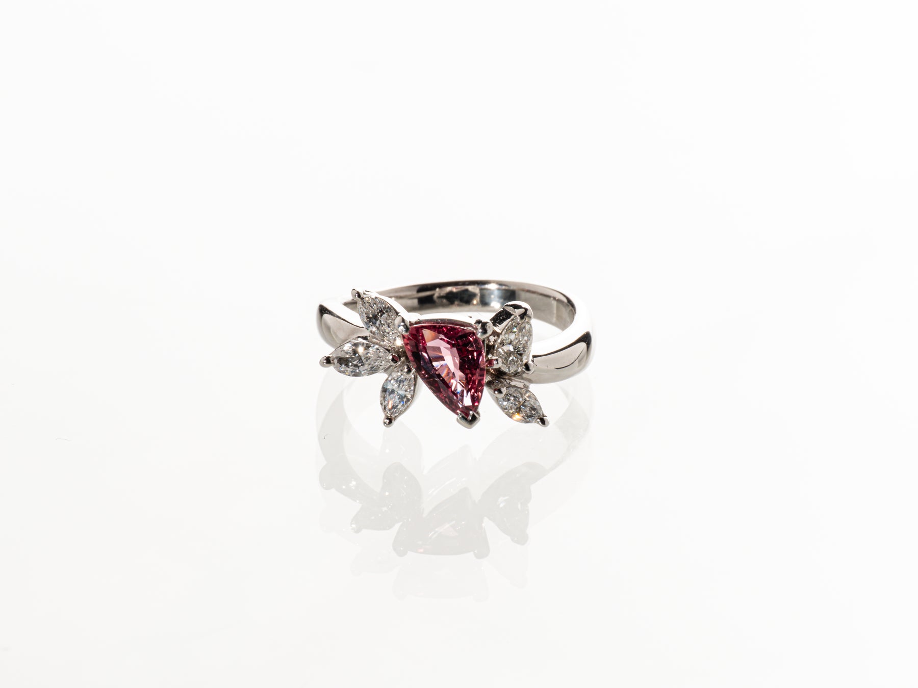 非加熱パパラチアサファイア1.26ct ダイヤモンド0.62ct Pt900 リング