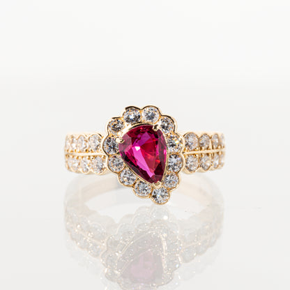 ルビー1.15ct ダイヤモンド1.10ct K18 リング